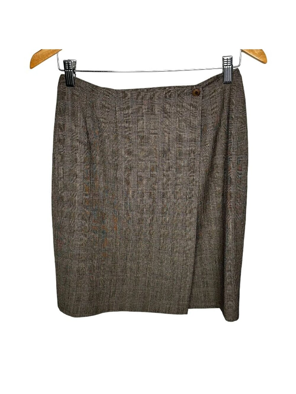 Y2K Borgopinti Firenze Italian Wool Glen Plaid Wrap Mini Skirt Old Money Sz M